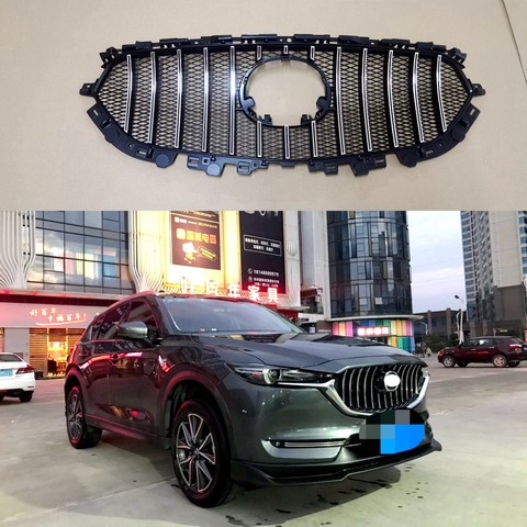 AUTO FRONT MESH EXTERIOR MASK TRIMS COVERS FRONT BUMPER ABS MODIFIED GRILL GRILLS FIT FOR MAZDA CX-5 CX5 AUTO GRILLE 2017 2022+ ► Photo 1/6