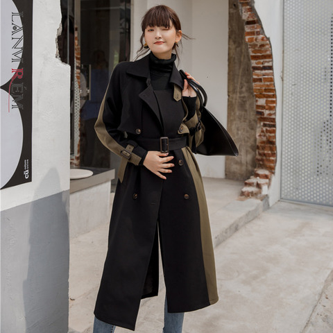 LANMREM 2022 Mid-length Windbreaker Female autumn Female New Korean Version Double-breasted Slim Thick Coat 19B-a373 ► Photo 1/6