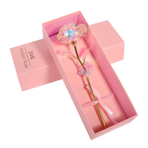 Creative 24K Foil Gold Rose Lasts Forever Love Wedding Decor Rose With Pink Packaging Valentine's Day Gift For Girl Friend ► Photo 1/6