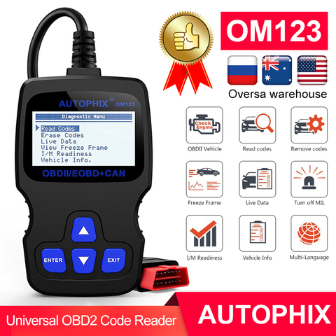 Autophix OM123 OBD2 Scanner OBD 2 Car Diagnostic Tool  Automotive Scanner ODB Code Reader Auto Scan Tools PK ELM327 CR3001 AD10 ► Photo 1/6