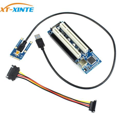 XT-XINTE Add Card Mini PCI-E Express X1 to Dual PCI Riser Extend Adapter Card USB3.0 Cable for WIN2000/XP/Vista/Win7/8/LINUX ► Photo 1/5