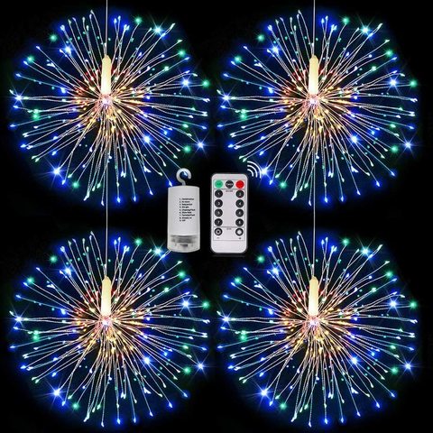 180 LED Firework String Lights 8 Mode Explosion Star Copper Silver Wire Fairy Light Decoration Lamp Remote Control String Light ► Photo 1/6