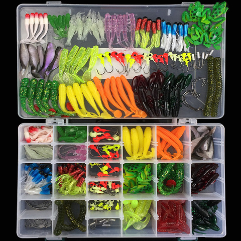 301PCs/Lot Fishing Lure Set Mixed Soft Lures Bait Jig Head Crank Hooks Worm Artificial Baits Fishing Lures Kit Tackle with Box ► Photo 1/6