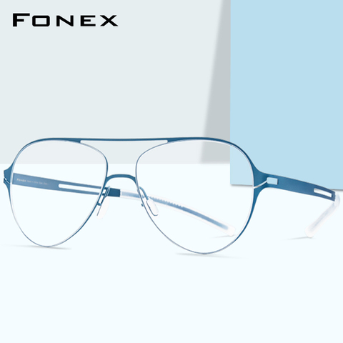 FONEX B Titanium Glasses Frame Men Aviation Myopia Optical Prescription Eyeglasses 2022 Antiskid Silicone Screwless Eyewear 8528 ► Photo 1/6