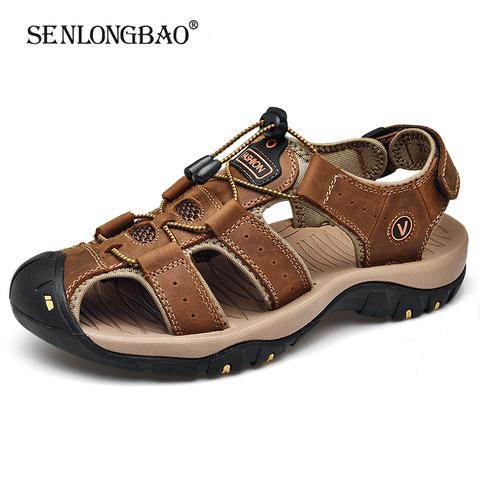 Brand New Summer Men Shoes Genuine Leather Men Sandals Fashion Men Beach Sandals Men Outdoor Casual Sneakers Big Size 38-48 ► Photo 1/6