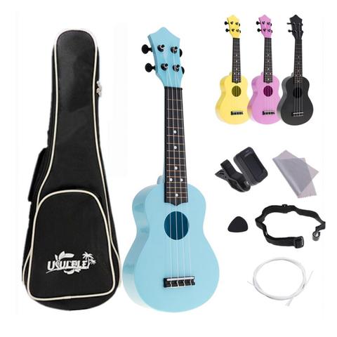 Ukulele Combo 21 Ukulele  Soprano 4 Strings Uke Hawaii Bass Stringed Musical Instrument Set Kits+Tuner+String+Strap+Bag ► Photo 1/6