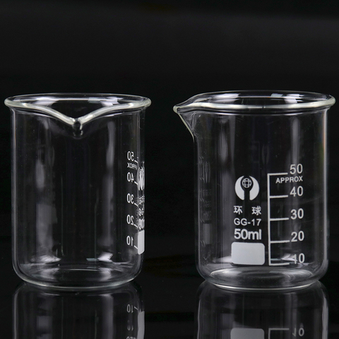 1PC Transparent Beaker Flask Capacity 50ml Low Beaker For School Student Chemistry Laboratory Measuring Supplies ► Photo 1/6