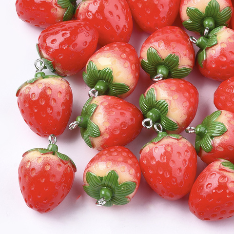 10pcs Resin Pendants Imitation Fruit Red Strawberry Charms for DIY Jewelry Making Earrings Bracelet Accessories ► Photo 1/6