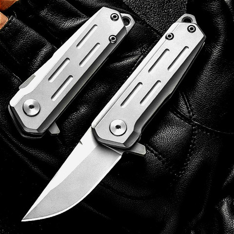 Japanese D2 steel 60 HRC surface sandblasting titanium dioxide coated outdoor folding knife EDC quick pocket folding knife ► Photo 1/6