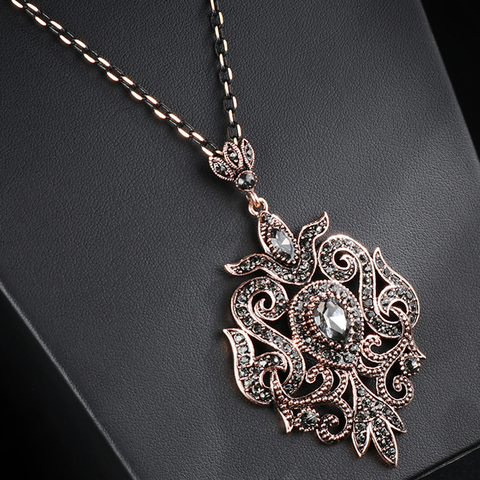 Wbmqda Unique Gray Crystal Pendant Necklace For Women Antique Gold Vintage Jewelry Party Accessories Drop Shipping ► Photo 1/6