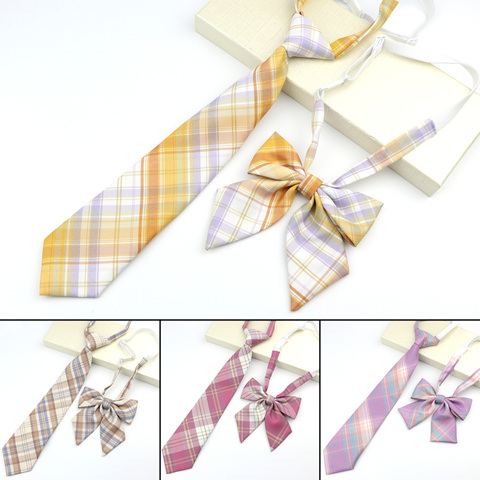 34 Color College Striped Plaid Tie Set School Professional Uniform Girl Necktie Cute Waitress Staff Bowtie Shirt Accessories ► Photo 1/6