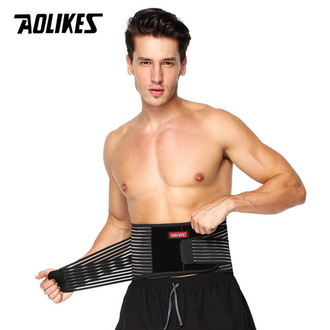 AOLIKES Black Waist Support Brace Belt Lumbar Lower Waist Double Adjustable Back Belt For Pain Relief Gym Sports Accessories ► Photo 1/6