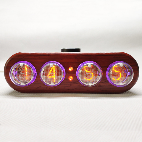 NIXIE CLOCK IN-4 glow tube clock electronic clock wood tubularbell,full-color LED backlight,unique knob operation ► Photo 1/6