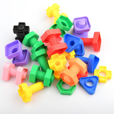 8PCS Screw Building Blocks Nut Shape Match Puzzle Toys For Children Infant Montessori Shape Color Recognize Educational Toys ► Photo 1/6