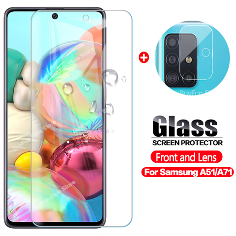 2in1 Tempered Glass On For Samsung Galaxy A51 Camera Lens Screen Protector Glass For Samsung A71 A 51 71 A515 A715 Glass Film ► Photo 1/6