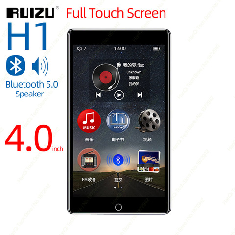 RUIZU H1 Full Touch Screen MP3 Player Bluetooth 8GB Music Player With Built-in Speaker Support FM Radio Recording Video E-book ► Photo 1/6