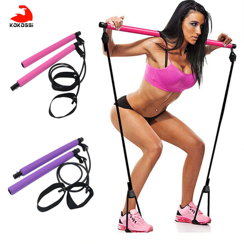 New Fitness Sport Pilates Bar Kit Gym Workout Stick Pilates Exercise Bar Kit with Resistance Band Body Building Puller Yoga Rope ► Photo 1/6