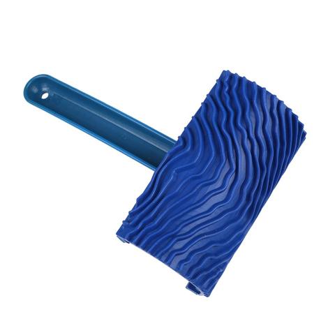 Blue Rubber Wood Grain Paint Roller DIY Graining Painting Tool Wood Grain Pattern Wall Painting Roller with Handle Home Tool ► Photo 1/6