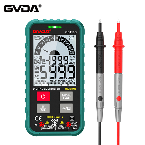 Digital Multimeter Voltage Tester True RMS Capacitor 6000 Counts Transistor Meter AC DC Hz Ohm Tester NCV Universal Multimetro ► Photo 1/6