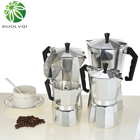 Duolvqi Aluminum Coffee Maker Durable Moka Cafeteira Expresso Percolator Pot Practical Moka Coffee Pot 50/100/150/300/450/600ml ► Photo 1/6