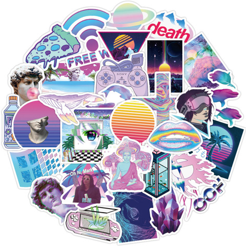 10/30/50Pcs Pretty Vaporwave Stickers Waterproof DIY Laptop Phone Guitar Suitcase Car Moto Skateboard Abstract Art Decal Sticker ► Photo 1/6