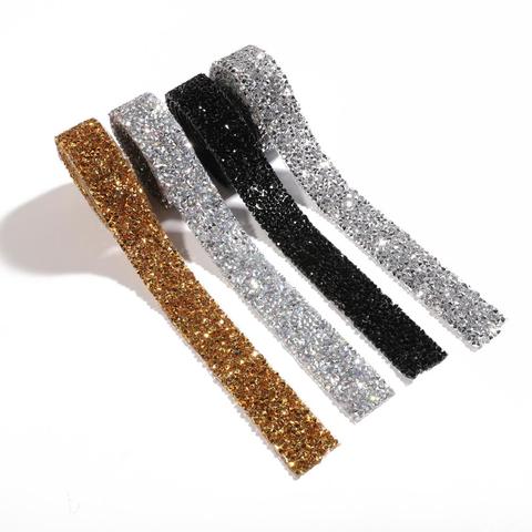 New 1 Yard Sewing Crystal Motif Strass Hot Fix Rhinestone Trim Applicator Ribbon With Rhinestones Iron On Appliques For Dresses ► Photo 1/6