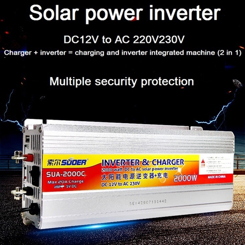 Inverter 12v 220v Hybrid Solar power inverter charger Voltage Transformer USB 500W 1000W 2000W Converter Adapter home ► Photo 1/6