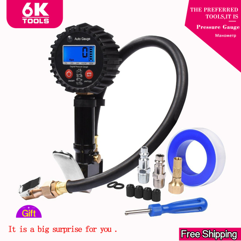Tire Pressure Gauge Digital Tire Tester 200PSI LCD Display Air Pressure Manometer Quick Connect Coupler for Car Truck Motorcycle ► Photo 1/6