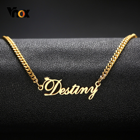 Vnox Women's Personalize Name Stainless Steel Necklaces for Men Unisex Custom Gifts Jewelry and Gold Tone ► Photo 1/6