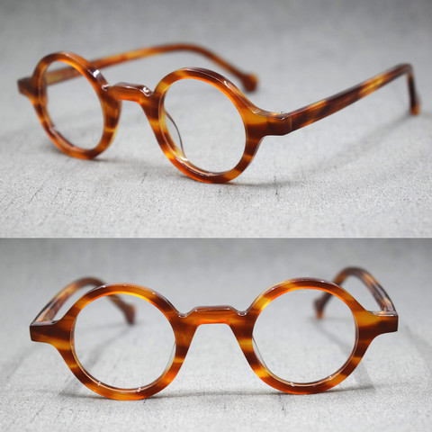 Small Vintage Round Hand Made Eyeglass Frames Full Rim Acetate Retro Glasses Eyewear Rx able ► Photo 1/6