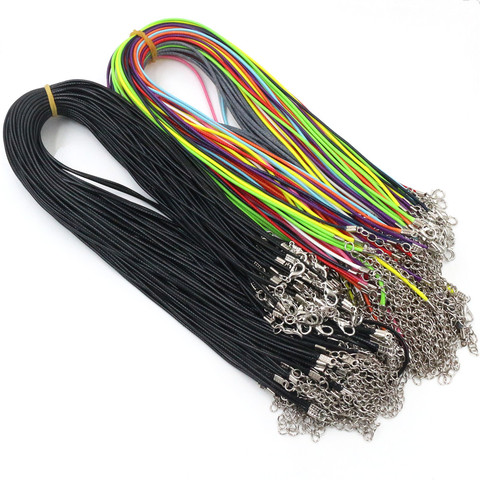 20 Pcs/lot Real Handmade Leather Adjustable Braided Rope Necklaces & Pendant Charms Findings Lobster Clasp String Cord 2 mm ► Photo 1/6