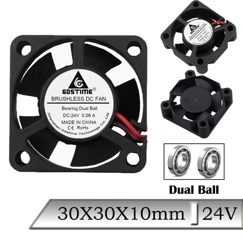 1pcs Gdstime DC 24V 30x30x10mm 30mm Mini Brushless DC Axial Dual Ball Cooling Fan 30x10mm 3cm 3D Printer Cooler Fan ► Photo 1/6