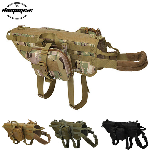 Tactical Service Dog Vest Outdoor Military Dog Clothes K9 Police Harness Training Hunting Molle Dog Vests with Pouches ► Photo 1/6