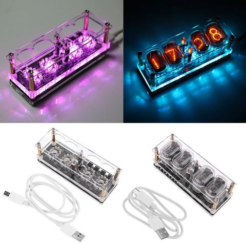 IN-12 Glow Tube Clock 4-Bit DS3231 IN12 Nixie Tube Clock Steampunk Decor Gift with Multicolor RGB LED Backlight ► Photo 1/6