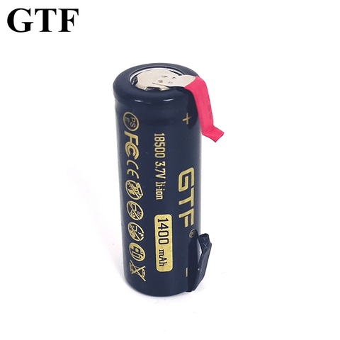 GTF 3.7V 18500 1400mAh real capacity Li-Ion Rechargeable Battery for Flashlight toy electronic product with DIY Nickel ► Photo 1/6