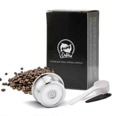 Stainless steel Refillable Coffee Capsule Pod Filter Dripper Tamper Compatible with DELTA Q/ Coffee Machine ► Photo 1/6