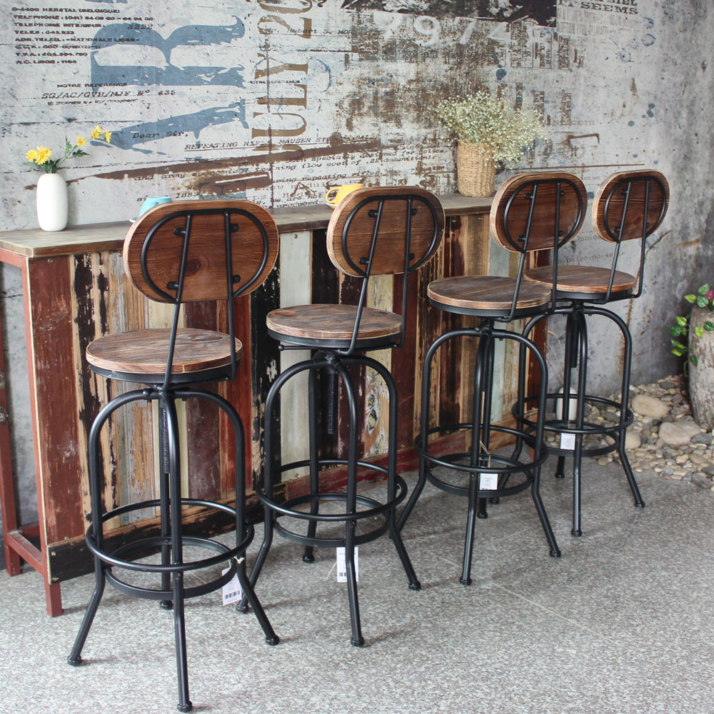 Buy Online Ikayaa Industrial Style Bar Stool Height Adjustable