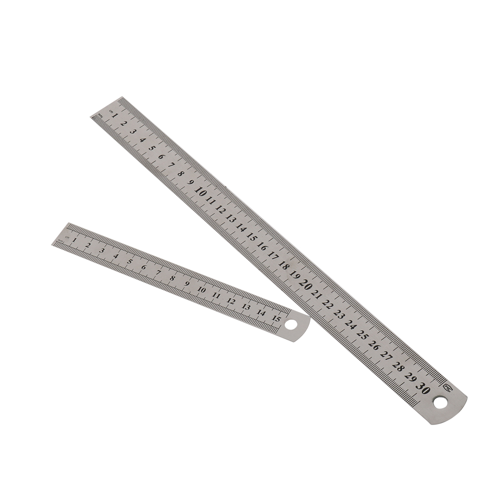 Stainless Steel Metal Straight Ruler Scale Double Sided Tool 15/20/30cm 