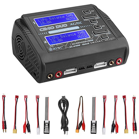 HTRC T240 C240 Lipo Charger Dual Channel AC 150W DC 240W Touch Screen Balance Charger Discharger C150 T150 For RC Models Toys ► Photo 1/6