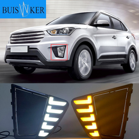 LED DRL Daytime Running Lights LED Day Lights for Car Special Hyundai IX25 Creta 2014 2015 2016 Replace Fog Lamp Cover Holes ► Photo 1/3