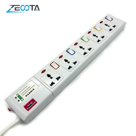 Power Strip 3/4/5/6 AC Universal Outlets Plug 3m/9.8ft Extension Cord Individual Switched Overload Protection 2500W 10A Socket ► Photo 1/6