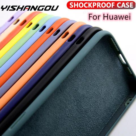 Shockproof Case For Huawei P20 P30 P40 Lite Pro Liquid Silicone Case For Huawei Mate 20 30 Pro P smart 2022 Nova 6 SE Back Cover ► Photo 1/6