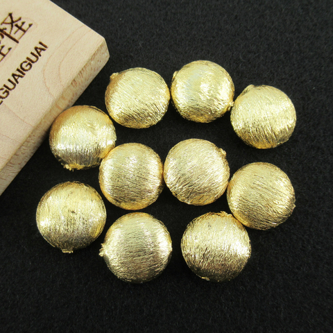 APDGG Wholesale 10  PCS 15mm Copper Coin Shape Brushed Bead Gold Plated DIY Findings ► Photo 1/6