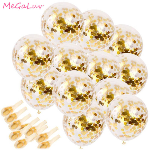 5/10/15/20/25 pcs Birthday Party Decors Gold Confetti Balloon 12inch Latex Balloons Wedding Decors Baby Shower Party Supplies ► Photo 1/6