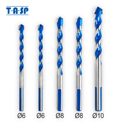 TASP 5pcs Multi Purpose Construction Triangle Drill Bit Set Carbide Tip for Masonry Tile Ceramic Wood Metal Drilling 6-10mm ► Photo 1/6