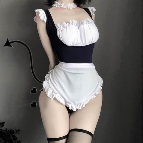 Women Sexy Lingerie Maid Dress Cosplay Roleplay Costumes Perspective Erotic Underwear Maid Classical Lace Outfit Porno Suit ► Photo 1/6