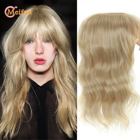 MEIFAN Toupee Clourse Clip in Hair Pieces with Bangs Synthetic Wavy Hair Pieces Curly Hair Natural Hairpiece with Hairpin ► Photo 1/6