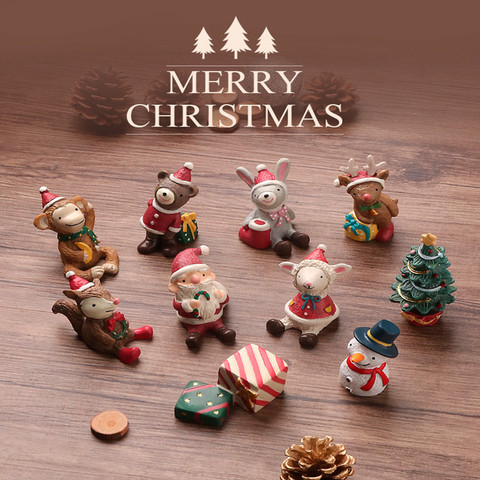 Christmas Santa Claus Christmas Tree Elk Mini Animal Trinkets Room Decoration Resin Christmas Decoration Gift ► Photo 1/6