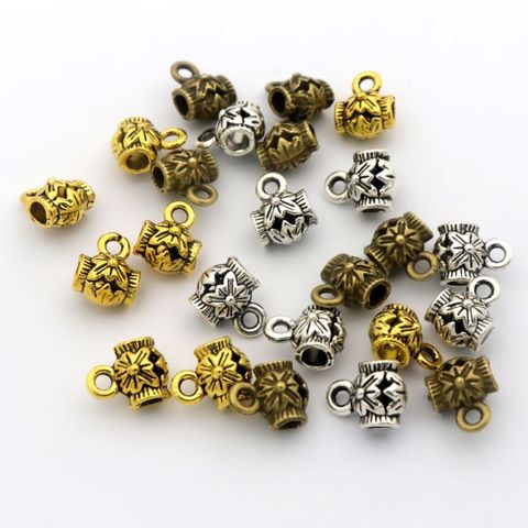 50pcs Tibetan Silver Flower Big Hole Link Beads Slide Connector Charms For Jewelry Making Findings Wholesale Accessories ► Photo 1/6