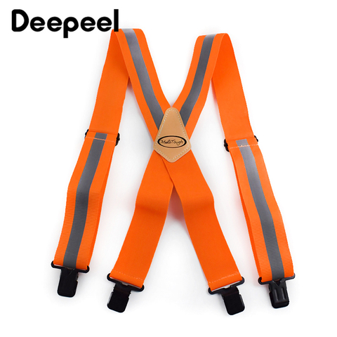 Deepeel 1pc 5*110cm Men's Work Clothes Suspenders Elastic Wide Adjustable X Type Strap Fluorescent Orange Tool Stripe SlingSP077 ► Photo 1/6